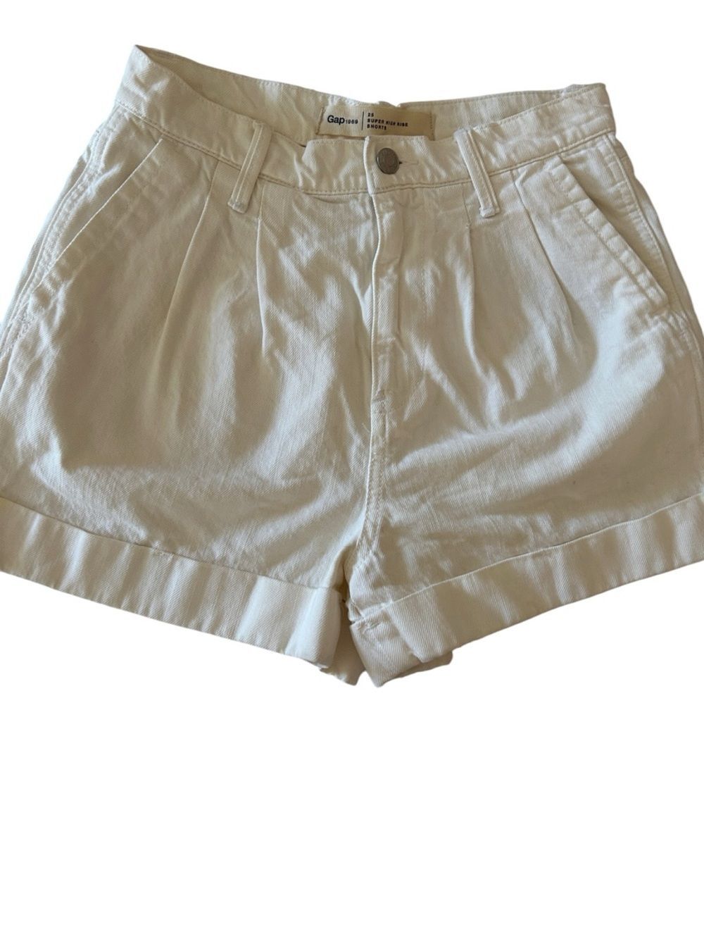 GAP Creamy white High-Rise Pleated Women's Shorts super high-rise denim 25